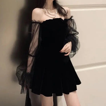 NOIR - SHEER SLEEVE DRESS